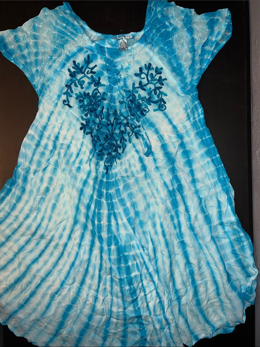 Embroidered Light Blue Tie-Dye Women’s Tunic